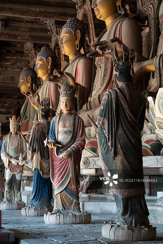 义县奉国寺大雄殿内七佛塑像图片素材