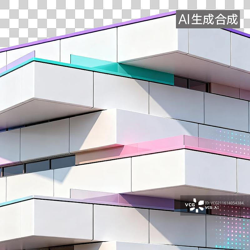 【AI数字艺术】现代建筑外墙色彩几何设计图片素材