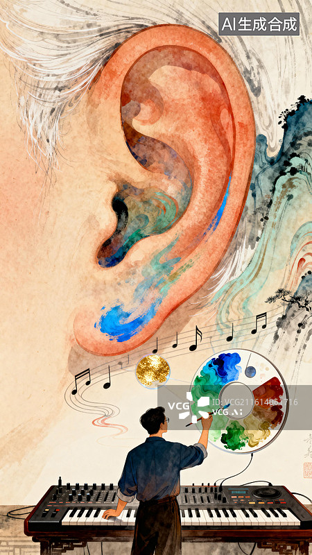 【AI数字艺术】爱耳日：给耳朵 “调” 柔声，听清世界的多彩图片素材