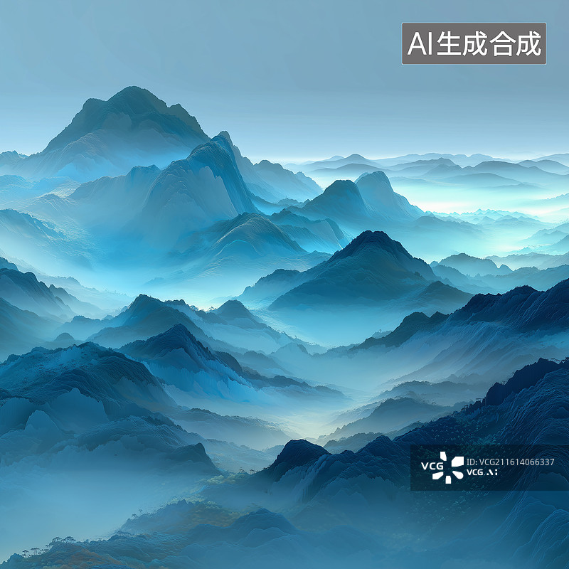 【AI数字艺术】未来东方山水图片素材