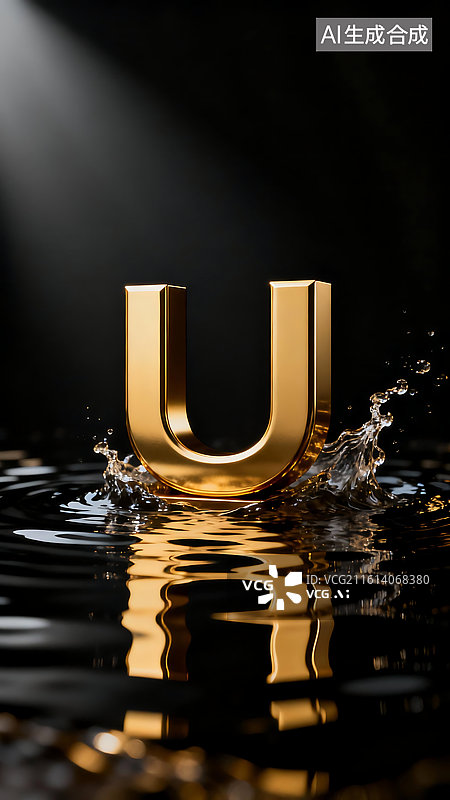 【AI数字艺术】黑金高端商务大气字母建模图片素材