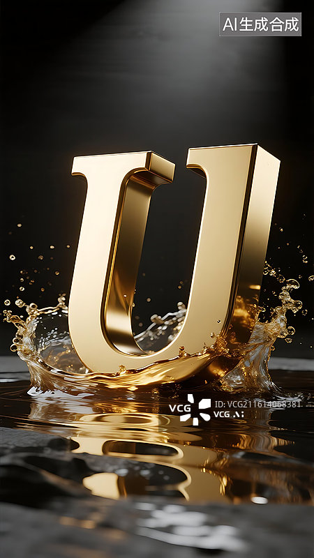 【AI数字艺术】黑金高端商务大气字母建模图片素材