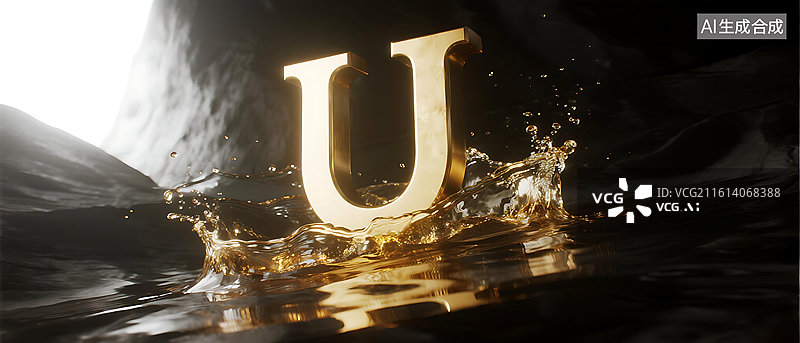 【AI数字艺术】黑金高端商务大气字母建模图片素材