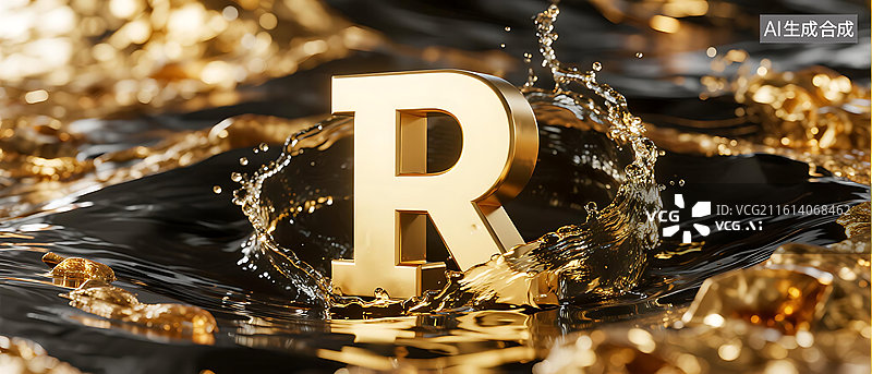 【AI数字艺术】黑金高端商务大气字母建模图片素材