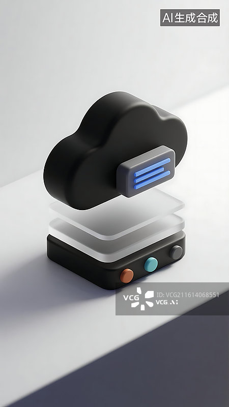 【AI数字艺术】科技感云计算云存储芯片建模图片素材