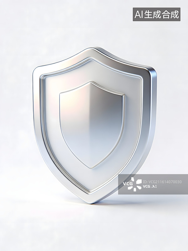 【AI数字艺术】银色盾牌图标特写图片素材