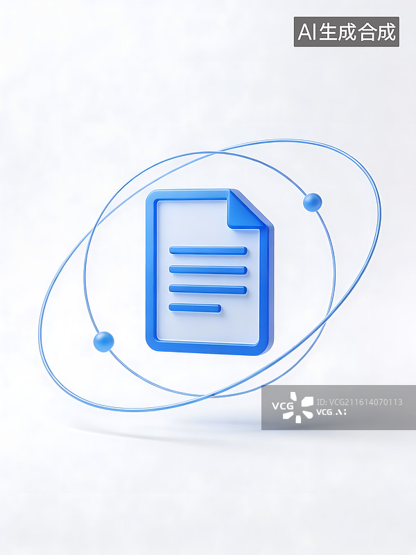 【AI数字艺术】蓝色文件图标环绕轨道设计图片素材