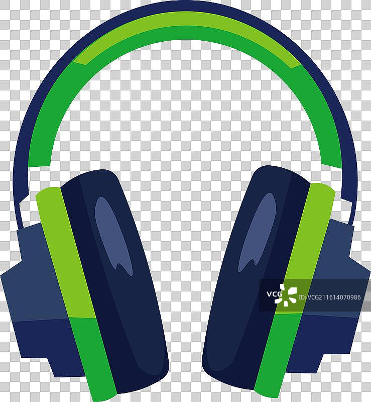 绿色的耳机图标，孤立的图片素材