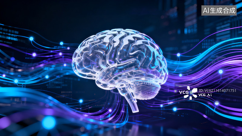 【AI数字艺术】紫光大脑映射图片素材