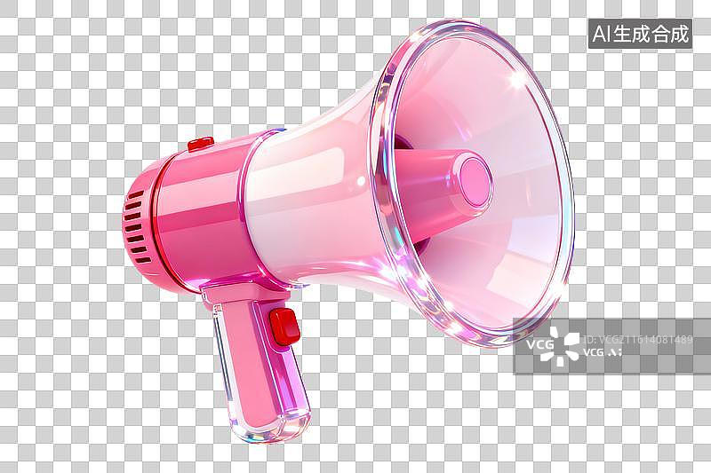 【AI数字艺术】粉色扩音器透明宣传展示场景图片素材