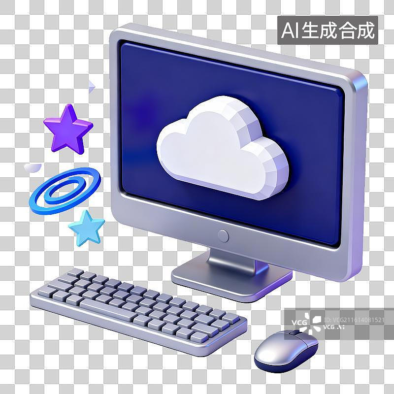【AI数字艺术】电脑设备科技感云端办公场景图片素材