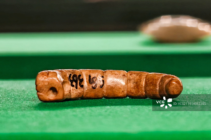 玉蚕 西周 三门峡市虢国博物馆藏 摄于吴文化博物馆“纹章九州——中国古代的纹饰和纹样”展图片素材