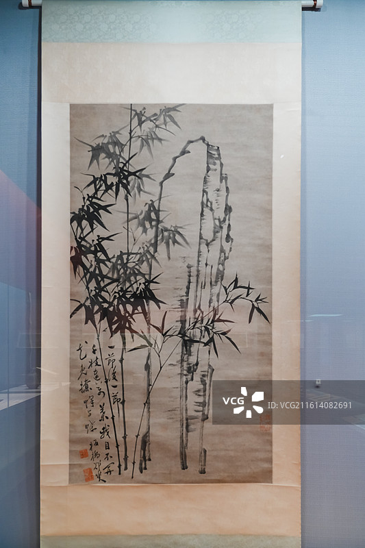 清郑燮纸本墨竹石图 郑板桥绘画 青岛市博物馆《六秩凝华 唯此至珍》特展文物图片素材