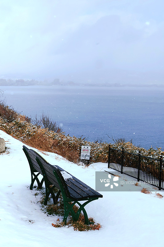 北海道 雪景 函馆 立待岬图片素材