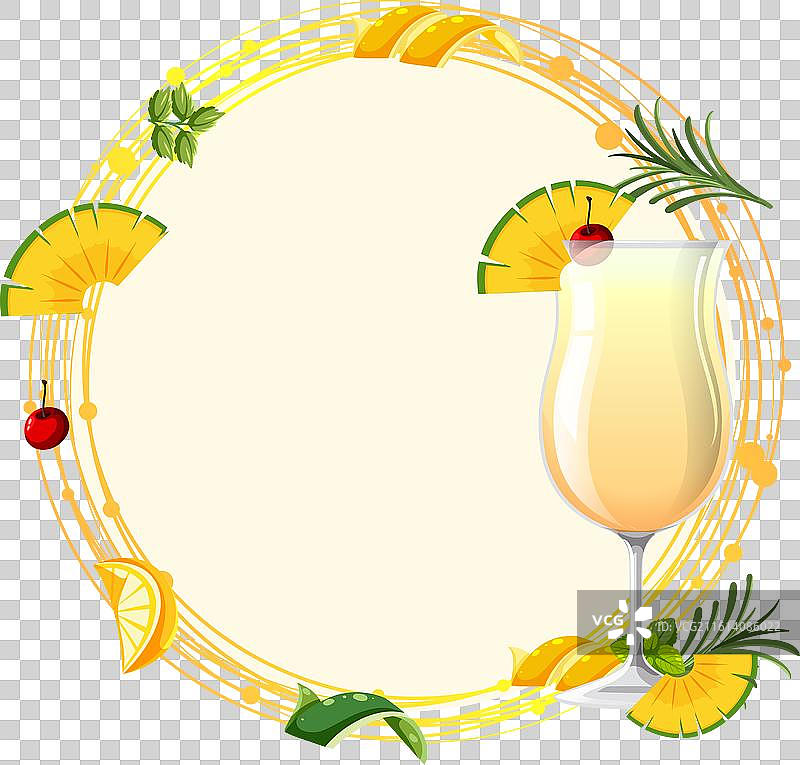 清爽的饮品，周围环绕着热带水果图片素材