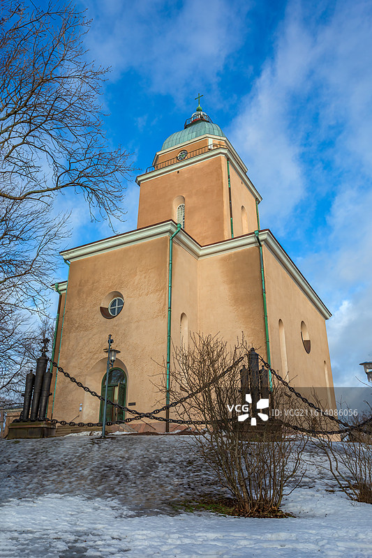 冬天的波罗的海与芬兰堡上的建筑和炮台图片素材