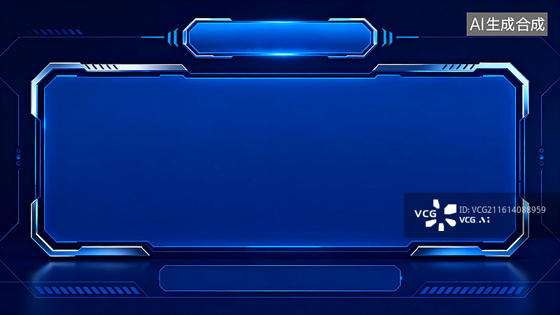 【AI数字艺术】蓝色赛博朋克科技界面边框图片素材