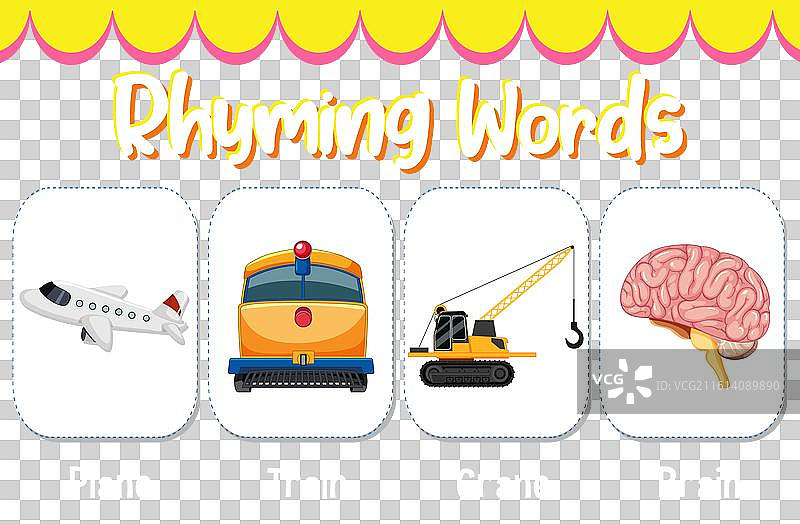 飞机、火车、起重机和大脑的押韵词图片素材