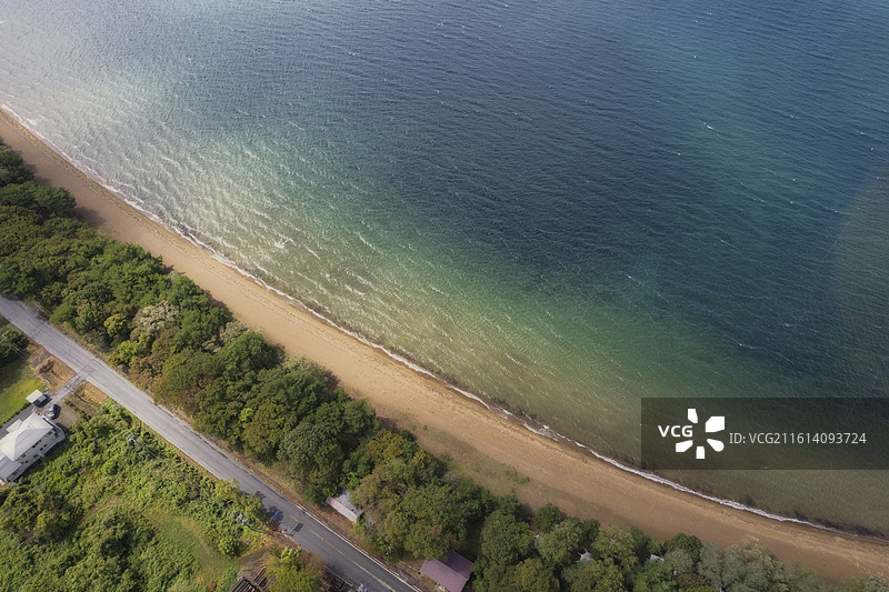 日本福岛县猪苗代湖的航拍风光图片素材