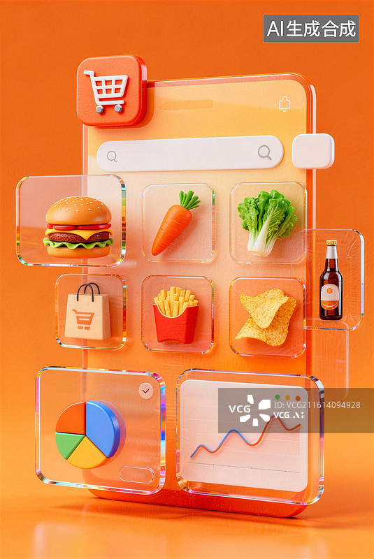 【AI数字艺术】手机外卖点单数据分析图表图片素材