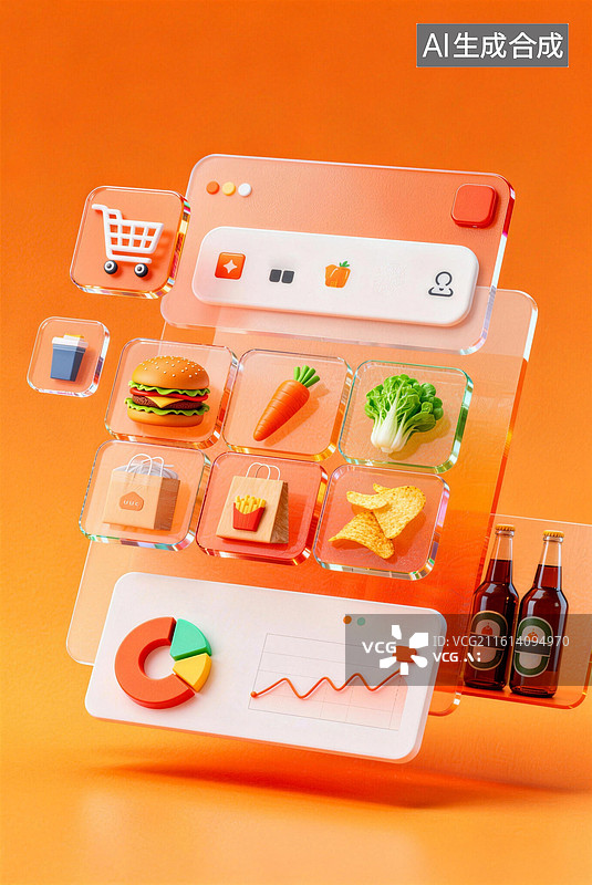 【AI数字艺术】手机外卖点单数据分析图表图片素材