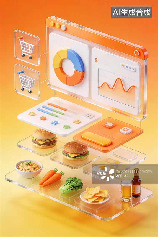 【AI数字艺术】手机外卖点单数据分析图表图片素材