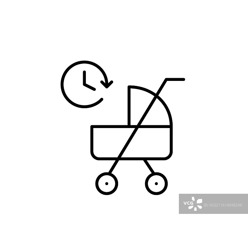 婴儿车和时钟 婴儿护理日常图片素材