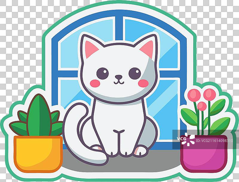 窗边坐着一只可爱的猫图片素材