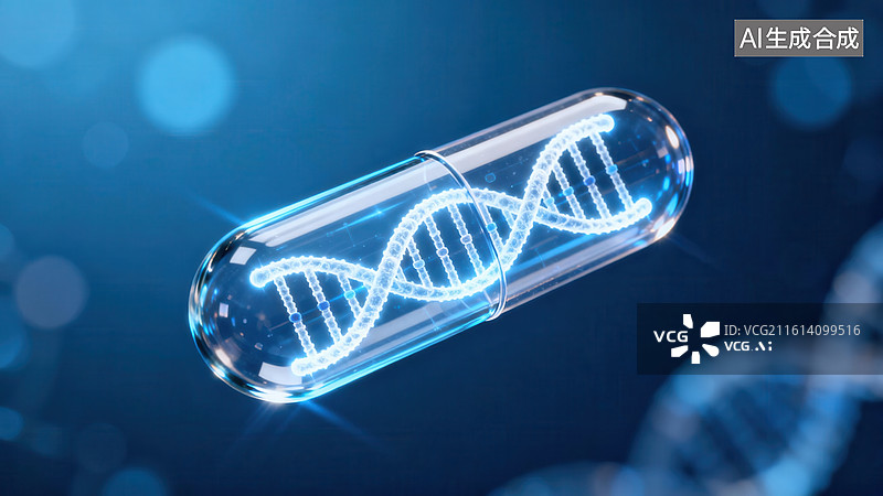 【AI数字艺术】DNA双螺旋胶囊图片素材