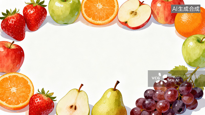 【AI数字艺术】水果环绕的白色背景图片素材