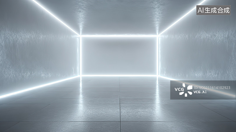 【AI数字艺术】发光线条构成的未来感空间图片素材