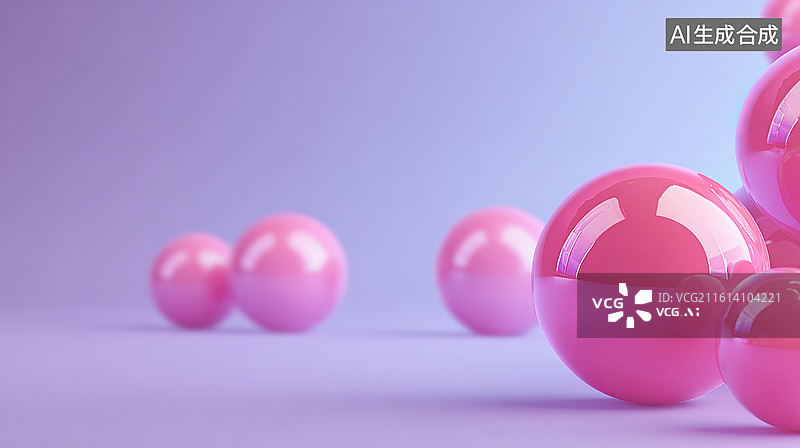 【AI数字艺术】粉色球体排列的抽象场景图片素材