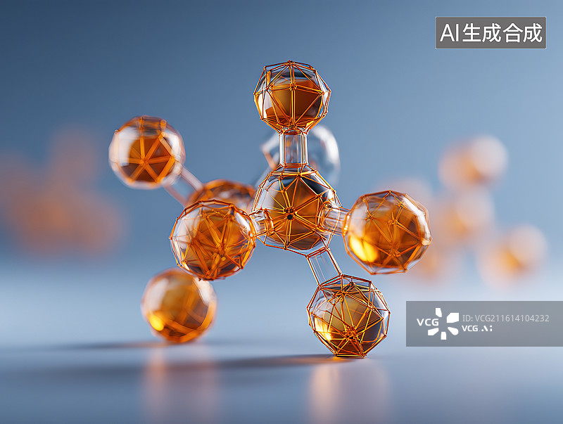 【AI数字艺术】分子结构模型展示图片素材