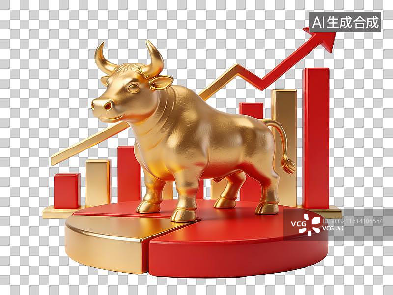 【AI数字艺术】3D财经股市牛市概念插画图片素材