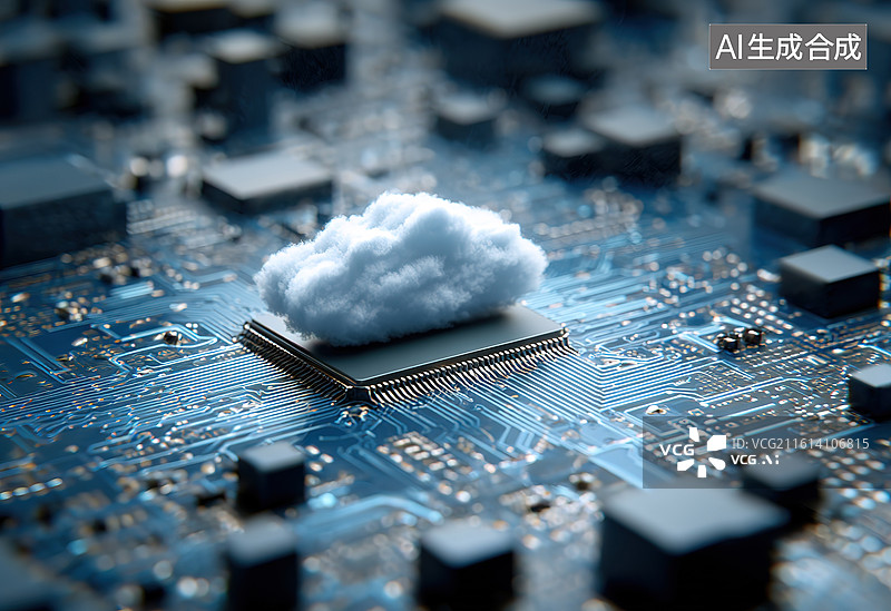 【AI数字艺术】芯片上的云朵图片素材