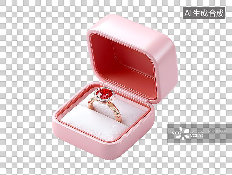 【AI数字艺术】卡通首饰盒里放着戒指图片素材