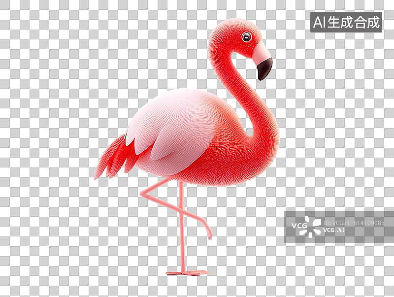 【AI数字艺术】一只可爱的卡通火烈鸟图片素材