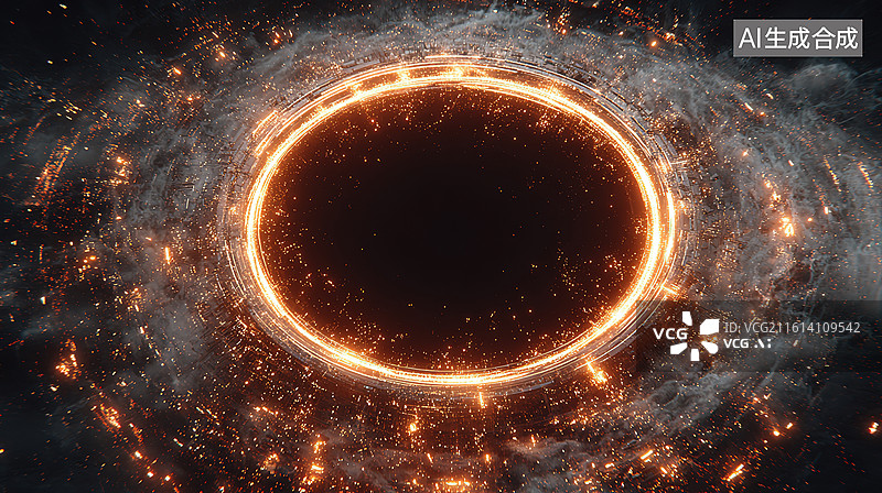 【AI数字艺术】宇宙黑洞与星环奇观图片素材