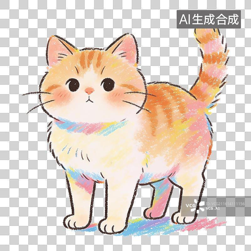 【AI数字艺术】可爱的手绘小猫图片素材