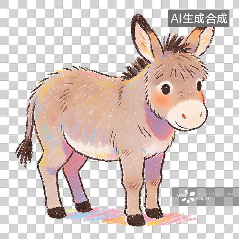 【AI数字艺术】手绘可爱的毛驴插画图片素材