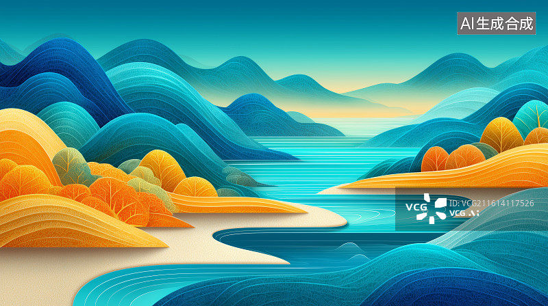 【AI数字艺术】色彩流动的抽象地貌图片素材