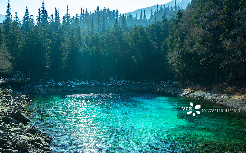 九寨沟五彩池图片素材