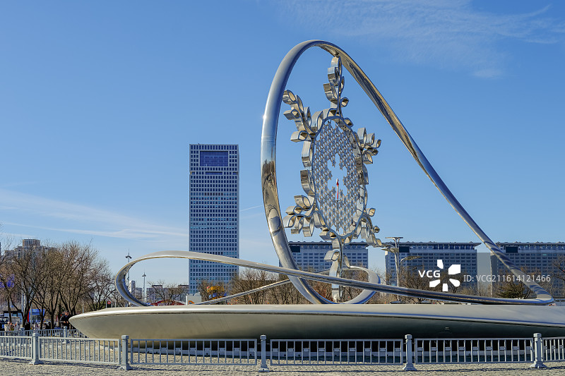 北京奥林匹克中心区广场-雕塑“雪花火炬”图片素材