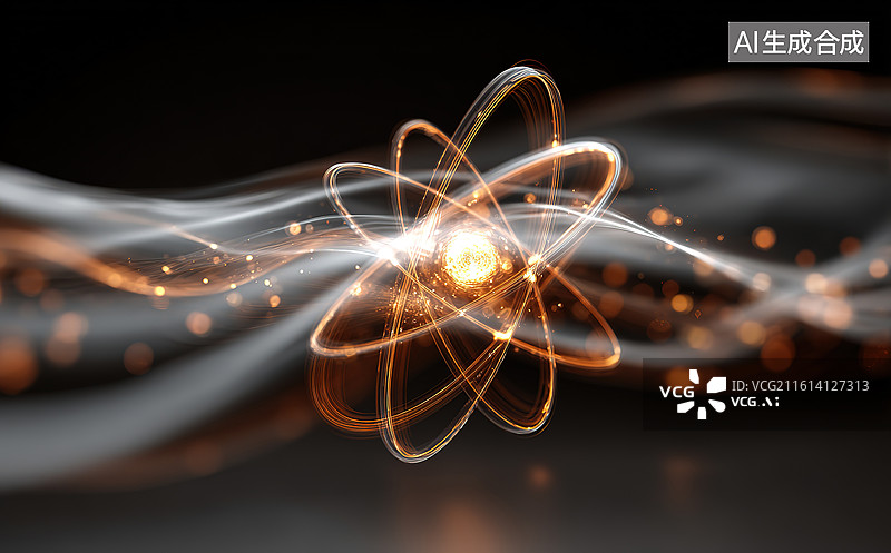 【AI数字艺术】发光原子结构动态视觉图片素材