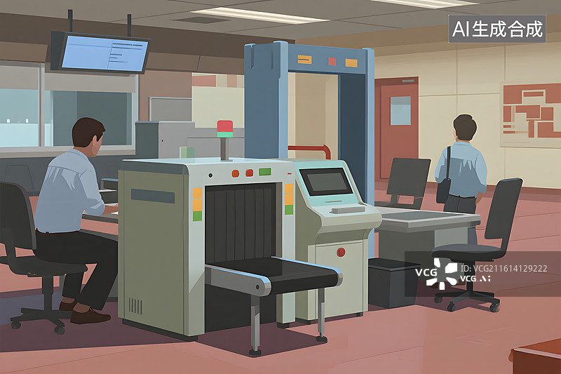 【AI数字艺术】未来科技感安检设备图片素材