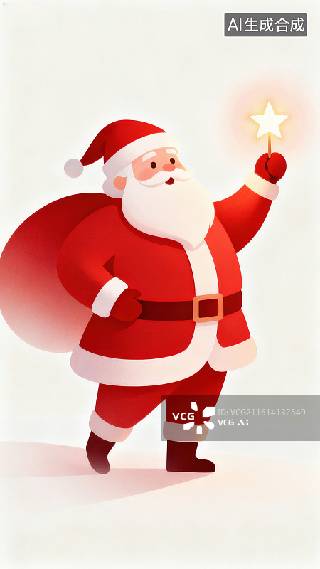 【AI数字艺术】圣诞老人手持星星魔杖图片素材