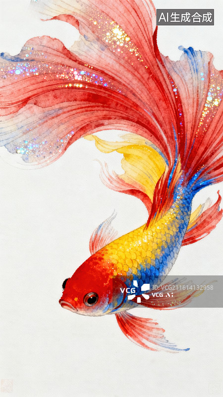 【AI数字艺术】色彩斑斓的孔雀鱼图片素材
