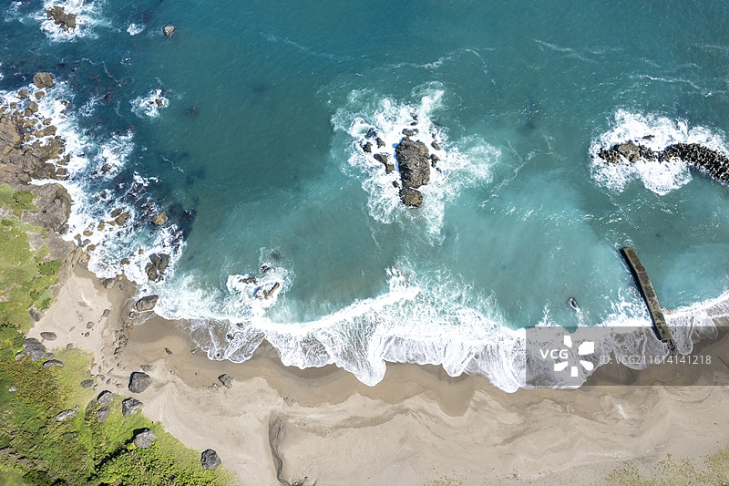 日本青森县八户种差海岸的航拍风光图片素材