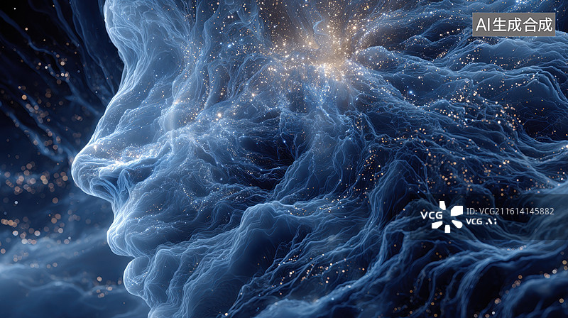 【AI数字艺术】宇宙星云与人脸轮廓图片素材
