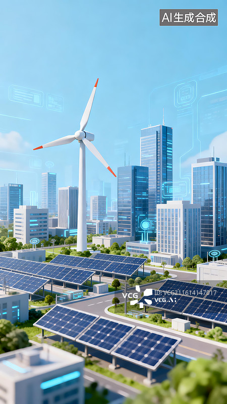 【AI数字艺术】智慧城市中的新能源设施图片素材